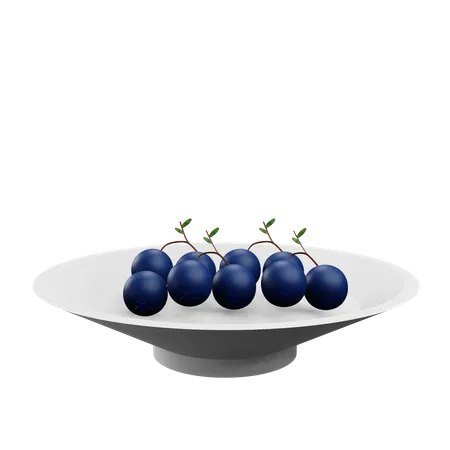 Blue Berries Plate  3D Icon