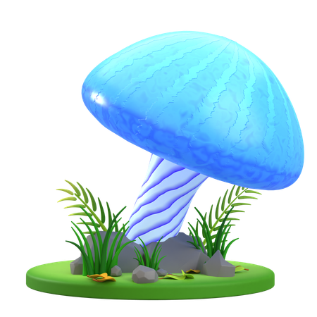 Mushroom Blue Cap  3D Icon