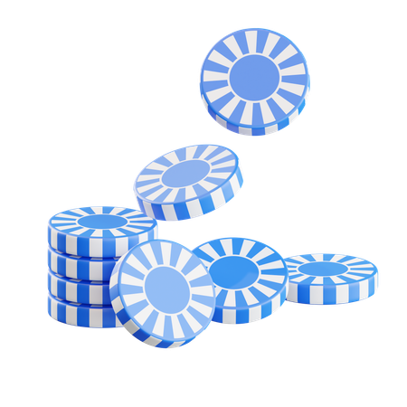 Blue Casino Chip  3D Icon