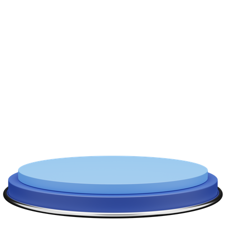Blue Circle Podium with Metal Ring 3D Icon