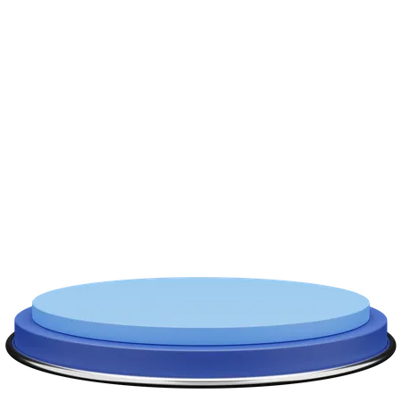 Blue Circle Podium with Metal Ring  3D Icon