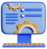 Blue Computer Monitor With Gears