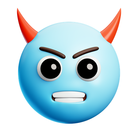 Blue Devil Face  3D Icon