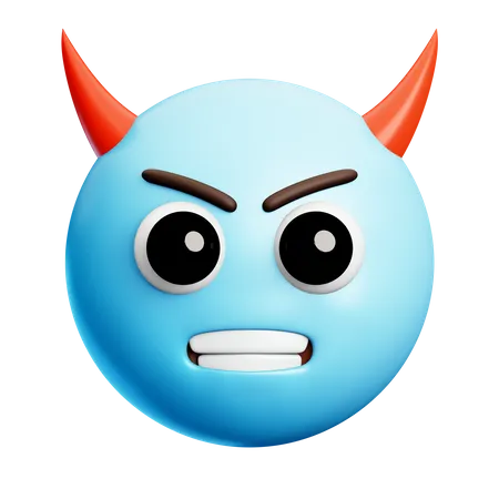 Blue Devil Face  3D Icon
