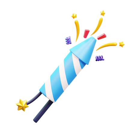 Blue firework rocket  3D Icon