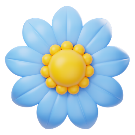 Blue Flower  3D Icon