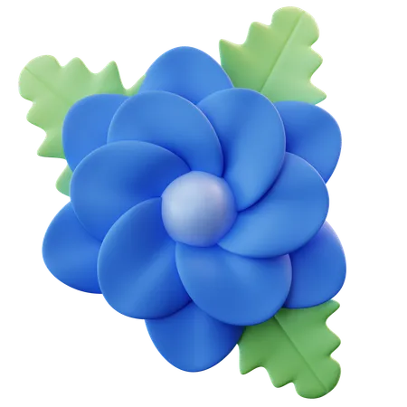 3 D Illustration Blue Flower 3D Icon