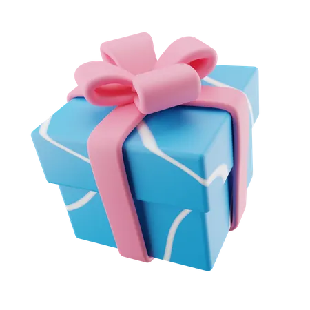 Blue Gift Box With Ribbon Pink  3D Icon