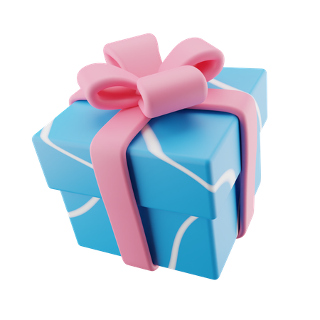 Blue Gift Box With Ribbon Pink 3D Icon