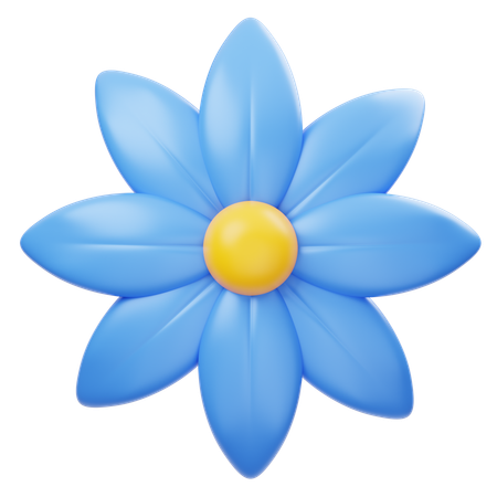 Blue Gradient Flower  3D Icon