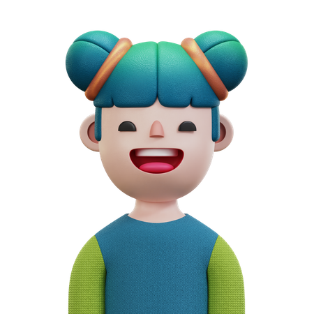Blue Green Shirt Woman  3D Icon