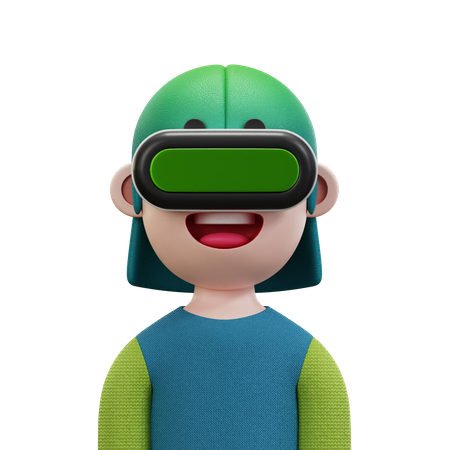 Blue Green Shirt Woman  3D Icon