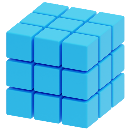 Blue Grid Cube  3D Icon