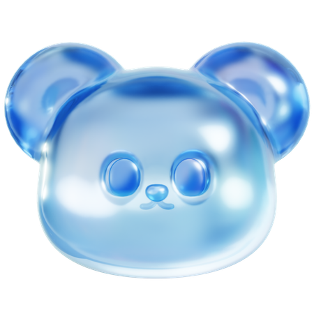 파란색 젤리곰 머리  3D Icon