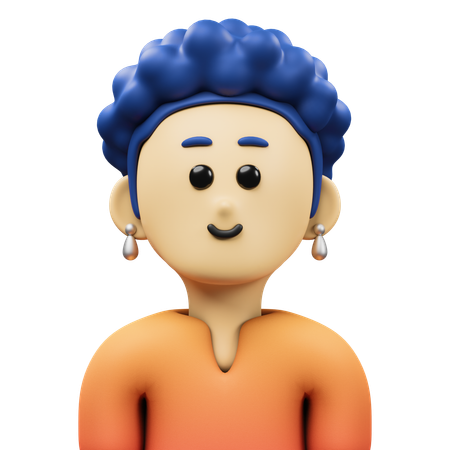 Blue Hair Woman Avatar  3D Icon