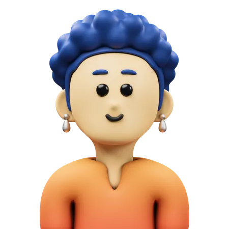 Blue Hair Woman Avatar  3D Icon