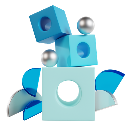 Blue Intertwined Rings Abstract Geometric  3D Icon