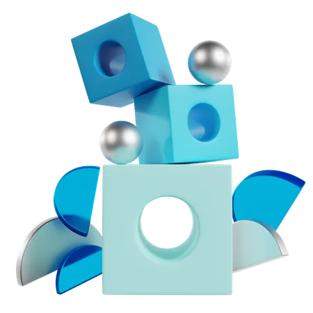 Blue Intertwined Rings Abstract Geometric  3D Icon