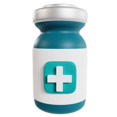 Blue Medicine Bottle With Cross  3D Icon