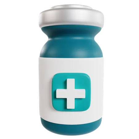 Blue Medicine Bottle With Cross  3D Icon