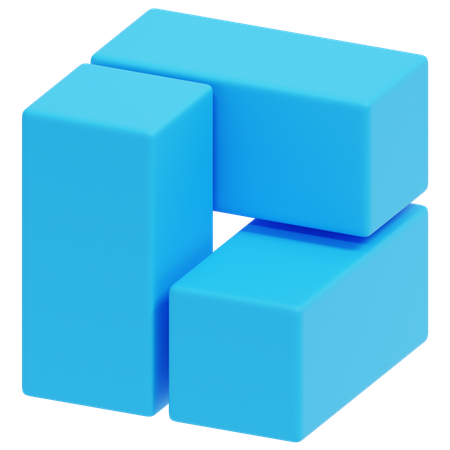 Blue Open Block  3D Icon