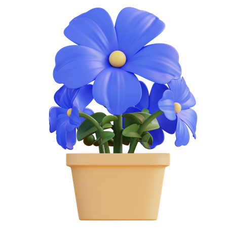 Blue Petunia Flower  3D Icon