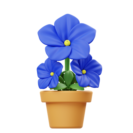 Blue Petunia Flower Pot  3D Icon