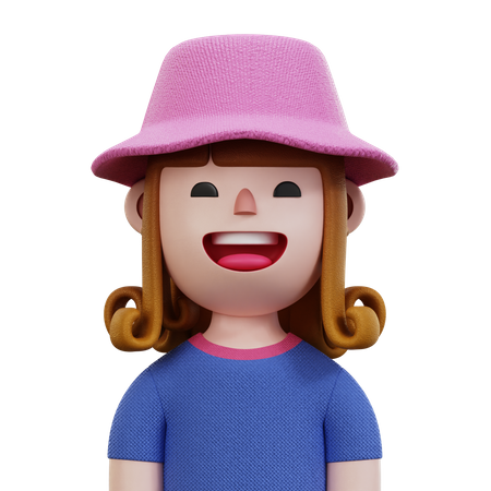 Blue Pink Shirt Woman  3D Icon