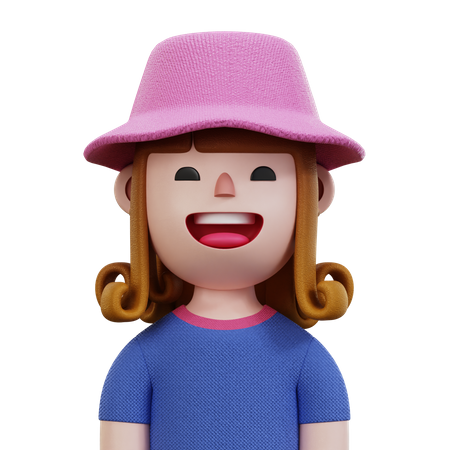 Blue Pink Shirt Woman 3D Icon