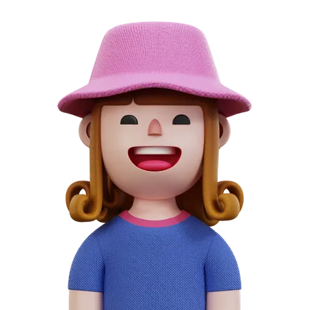 Blue Pink Shirt Woman  3D Icon
