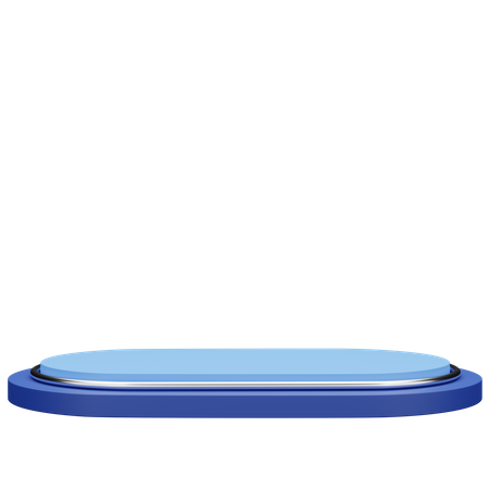 Blue Podium with Metal Ring 3D Icon