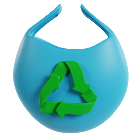 Blue Recycle Bag With Green Symbol  3D Icon