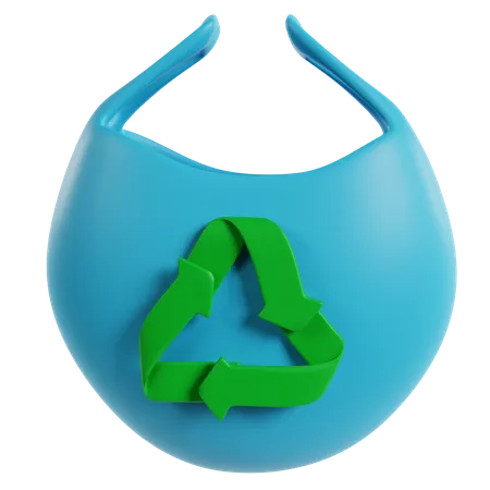 Blue Recycle Bag With Green Symbol  3D Icon