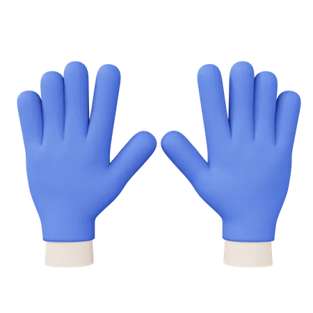 Blue Rubber Gloves  3D Icon