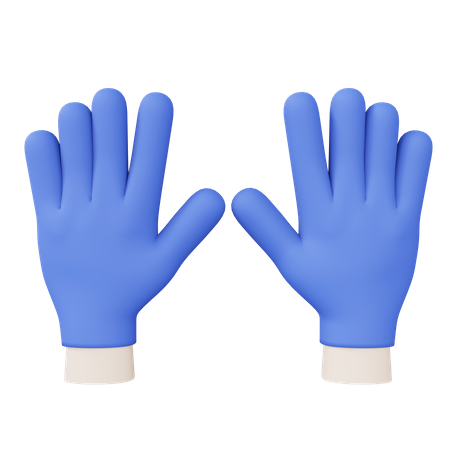 Blue Rubber Gloves  3D Icon