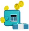 Blue Safe With Coins And Bills