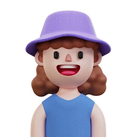 Blue Shirt Woman  3D Icon