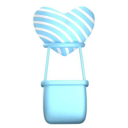 Blue Stripe Balloon Love  3D Icon