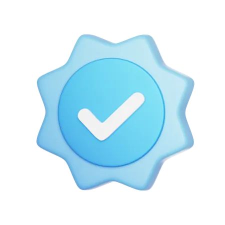 Blue Tick Badge  3D Icon