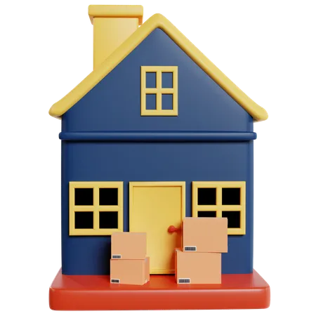 Blue Toy House Shopping  3D Illustration