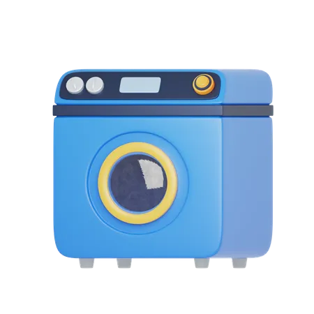 Blue washing machine  3D Icon