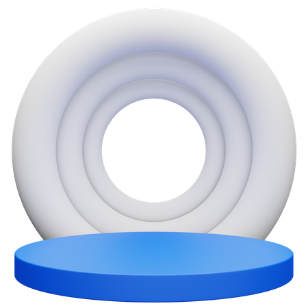 Blue White Doughnut Podium 3D Icon