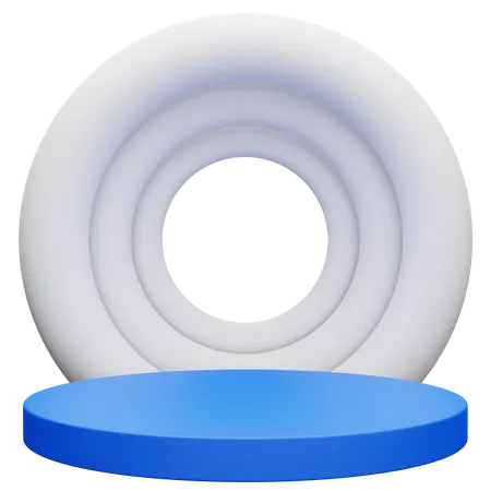 Blue White Doughnut Podium  3D Icon