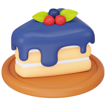 Blueberry Cake Slice  3D Icon