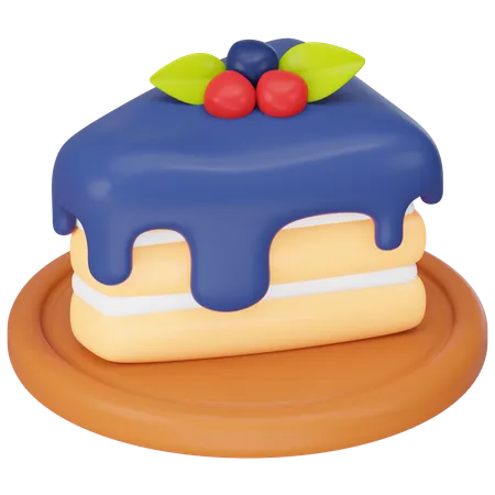 Blueberry Cake Slice 3 D Icon Render 3D Icon