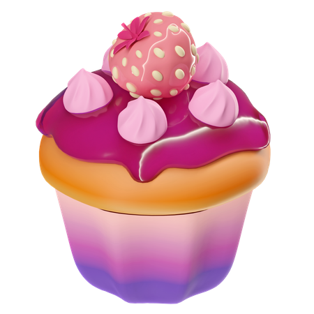 Blueberry Cupcake  3D Icon