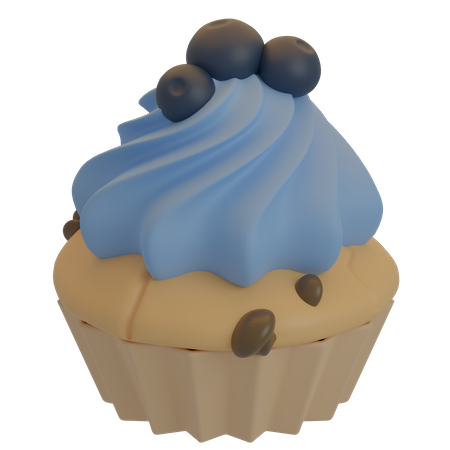 Blueberry Cupcake  3D Icon