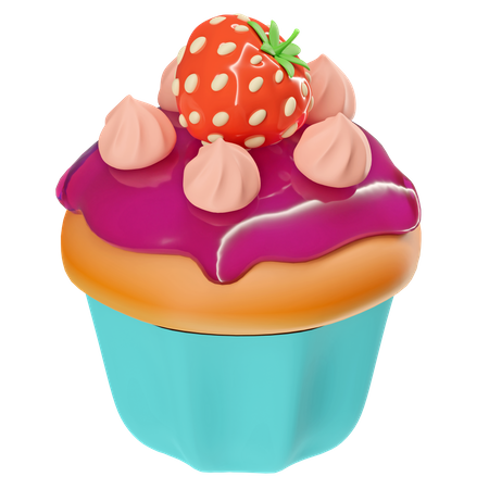 Blueberry Cupcake  3D Icon