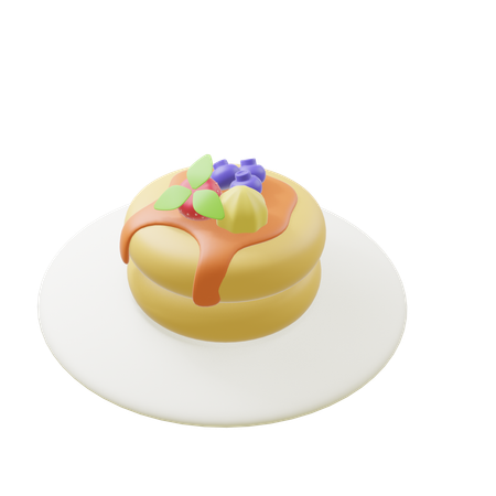 Blueberry Pancakes  3D Icon