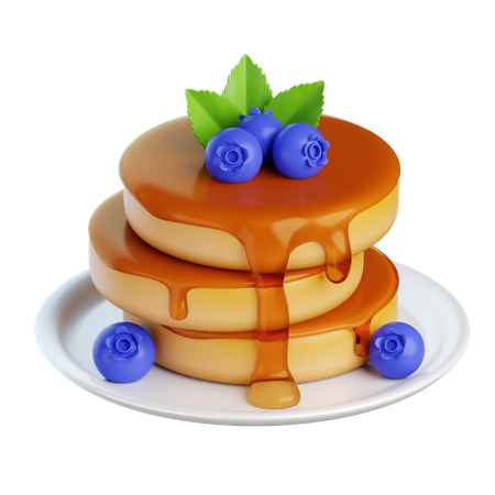 Blueberry Pancakes  3D Icon